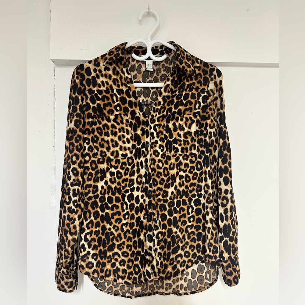Another Story Leopard Print Button-Up Blouse